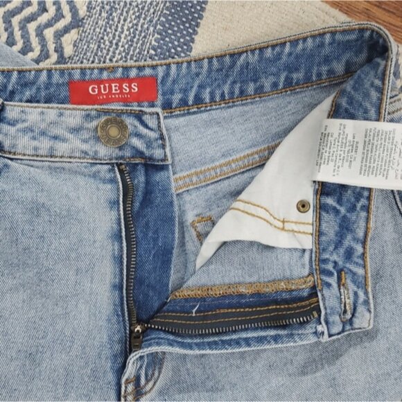 GUESS Vintage High Rise Straight Fit Jeans Ankle Fit- Light Blue- US30 - Picture 7 of 9